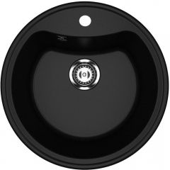 Мойка кухонная Ulgran из искусственного мрамора круглая  U-601, цвет: ультра-черный, база: 48.5х48.5 см, арт. U-601-344