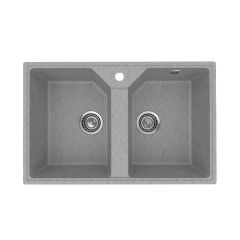 Кухонная мойка из искусственного камня Uperwood (Упервуд) ECON UPD-402, 003, прямоугольная, 2 чаши, серая матовая 4010202114