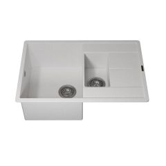 Кухонная мойка кварцевая Uperwood (Упервуд) Quartz UPD-05, 01, прямоугольная двухсекционная, белая 3910202116