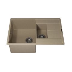Кухонная мойка кварцевая Uperwood (Упервуд) Quartz UPD-05, 02, прямоугольная двухсекционная, бежевая 3910202117