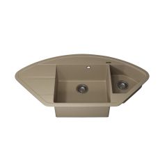 Кухонная мойка кварцевая Uperwood (Упервуд) Quartz UPD-06, 02, угловая двухсекционная, бежевая 3910202121