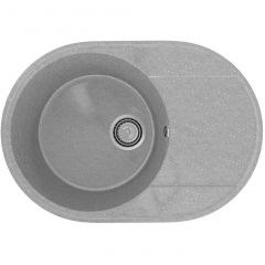 Мойка кухонная Practik из искусственного камня овальная без сифона PR-610, цвет: светло-серый, база: 55х45.5 см, арт. PR-610-003