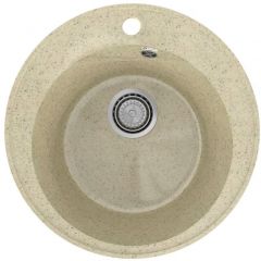 Мойка кухонная Practik из искусственного камня круглая без сифона PR-M-475, цвет: слоновая кость, база: 45х45 см, арт. PR-M-475-002