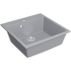 Мойка кухонная Домачи Болонья М-42-005 50x50, серая, встраиваемая сверху, искусственный мрамор, Domaci