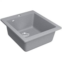 Мойка кухонная Домачи Болонья М-08-005 42x50, серая, встраиваемая сверху, искусственный мрамор, Domaci