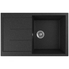 Мойка кухонная Домачи Бьелла M-GS14-BL 75x50, черная, встраиваемая сверху, искусственный мрамор, Domaci