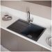 Мойка кухонная Домачи Бьелла M-GS14-BL 75x50, черная, встраиваемая сверху, искусственный мрамор, Domaci