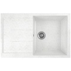 Мойка кухонная Домачи Бьелла M-GS14-W 75x50, белая, встраиваемая сверху, искусственный мрамор, Domaci
