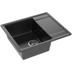 Мойка кухонная Домачи Палермо PR-575-004 57x49, черная, встраиваемая сверху, искусственный мрамор, Domaci