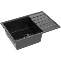 Мойка кухонная Домачи Палермо PR-600-004 60x42, черная, встраиваемая сверху, искусственный мрамор, Domaci