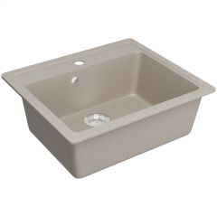 Мойка кухонная Домачи Болонья М-09-003 57x50, бежевая, встраиваемая сверху, искусственный мрамор, Domaci