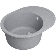 Мойка кухонная Домачи Болонья М-10-005 57x44, серая, встраиваемая сверху, искусственный мрамор, Domaci