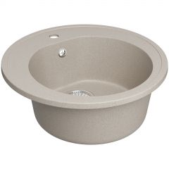 Мойка кухонная Домачи Болонья М-03-003 50x50, бежевая, встраиваемая сверху, искусственный мрамор, Domaci