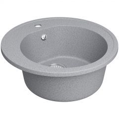 Мойка кухонная Домачи Болонья М-03-005 50x50, серая, встраиваемая сверху, искусственный мрамор, Domaci