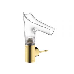 Смеситель для раковины Axor (Аксор) Starck V, однорычажный, 140, со стеклянным изливом, 12122990 Золото