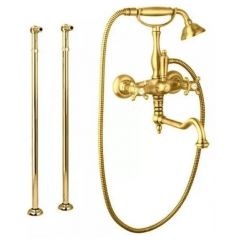 Напольный Смеситель для ванны Cezares (Цезарис) с поворотным изливом и ручным душем, Золото NOSTALGIA-VDP2-03/24-M