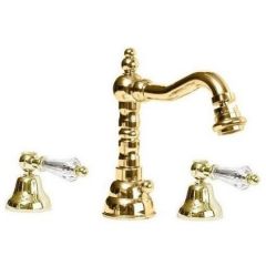 Смеситель для биде Cezares (Цезарис) на три отверстия с донным клапаном, золото, ручки Swarovski DIAMOND-BBS2-03/24-Sw