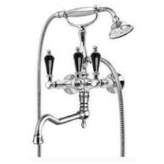 Смеситель для ванны Cezares (Цезарис) с ручным душем с поворотным изливом, исполнение хром, ручки Swarovski Nero DIAMOND-VDF-01-Sw-N