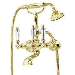 Смеситель для ванны Cezares (Цезарис) с ручным душем, исполнение золото, ручки Swarovski DIAMOND-VD-03/24-Sw