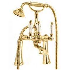 Смеситель на борт ванны Cezares (Цезарис) с ручным дущем, золото, ручки Swarovski DIAMOND-PBV-03/24-Sw