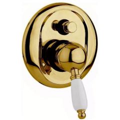 Встраиваемый однорычажный смеситель Cezares (Цезарис) для душа с переключателем,бронза, ручка белая ELITE-VDIM-02-Bi