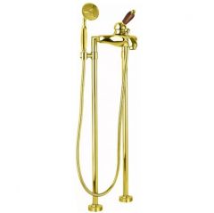 Напольный Смеситель для ванны Cezares (Цезарис) и душа однорычажный, исполнение золото, ручка орех ELITE-VDPM-03/24-Nc