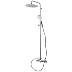 Душевая стойка телескопическая Cezares (Цезарис), со смесителем с верхним и ручным душем, верхний душ диаметр 300 мм металл, исполнение Хром LEAF-CVDA-30-L-01