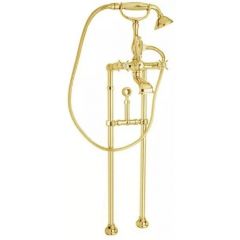 Напольный Смеситель для ванны Cezares (Цезарис) с ручным душем с кронштейном для слива-перелива, Золото, ручка ручного душа Золото LORD-VDPS-03/24-M