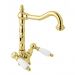 Смеситель для раковины Cezares (Цезарис) с донным клапаном, исполнение золото, ручки белые FIRST-LS2-03/24-Bi