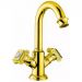 Смеситель на раковину Cezares (Цезарис) с донным клапаном, исполнение золото, ручки Swarovski APHRODITE-LS2-03/24-Sw
