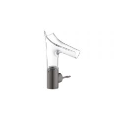 Смеситель для раковины Hansgrohe Axor Starck V 140 со стеклянным изливом 12112340 шлифованный черный хром