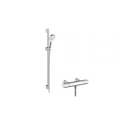 Душевая система Hansgrohe Crometta внешнего монтажа Varioс термостатом Ecostat 1001 CL 27813400 белый хром