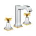 Смеситель для раковины Hansgrohe (Хансгрое) Metropol Classic 160 на 3 отверстия с крестовыми рукоятками и сливным гарнитуром 31307090 хром золото