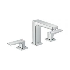 Смеситель для раковины Hansgrohe Metropol 110 на 3 отверстия с рычаговыми рукоятками со сливным клапаном Push-Open 32514000 хром