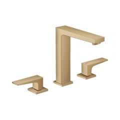 Смеситель для раковины Hansgrohe Metropol 160 на 3 отверстия с рычаговыми рукоятками со сливным клапаном Push-Open 32515140 шлифованная бронза
