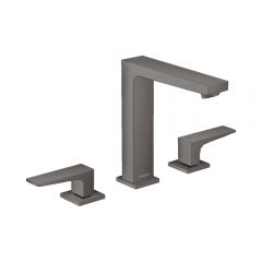 Смеситель для раковины Hansgrohe Metropol 160 на 3 отверстия с рычаговыми рукоятками со сливным клапаном Push-Open 32515340 шлифованный черный хром