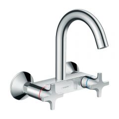 Смеситель для кухни Hansgrohe Logis M32 с двумя рукоятками Eco настенный с высоким изливом 1jet 71284000 хром