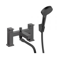 Смеситель на край ванны Hansgrohe Vernis Shape на 2 отверстия и ручной душ Vernis Blend Vario 71462670 черный матовый