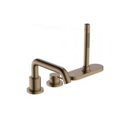 Смеситель на край ванны Hansgrohe Tecturis S однорычажный на 3 отверстия с sBox 73447140 шлифованная бронза