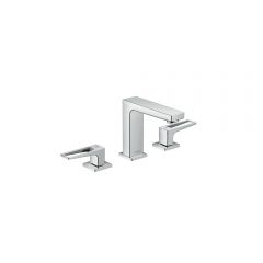Смеситель для раковины Hansgrohe Metropol 110 на 3 отверстия с рукоятками в форме петли со сливным клапаном Push-Open 74514000 хром