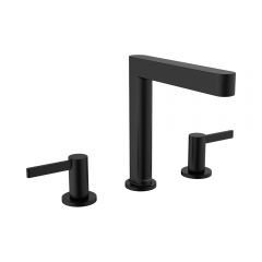Смеситель для раковины Hansgrohe Finoris 160 на 3 отверстия со сливным гарнитуром push-open 76034670 черный матовый