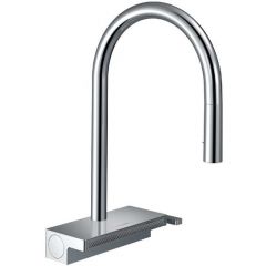 Смеситель Hansgrohe Aquno Select для кухни, 1 отверстие, с вытяжным душем, 3jеt, каскад, sВох, цвет: хром 73831000