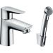 Смеситель для раковины Hansgrohe (Хансгрое) Talis E со сливным гарнитуром и гигиеническим душем 71729000, хром