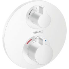 Термостат для душа Hansgrohe Ecostat S скрытого монтажа на 2 потребителя 15758700, внешняя часть, матовый белый