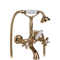 Смеситель Nicolazzi Dames Anglaises настенный для ванны с двумя ручками, с переключателем ванна/душ, + комплект руч. душа, цвет: бронза 1402BZ18