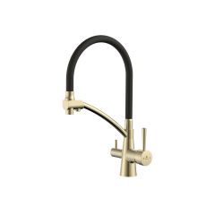 Смеситель для кухни Diadonna (Диадона) D49-19025G матовое золото,чёрный