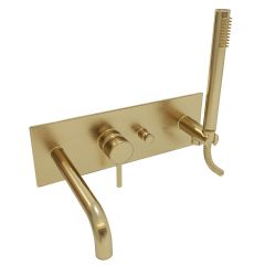Смеситель для ванны Paffoni (Паффони) Light LIG001HGSP скрытого монтажа, золото медовое брашированное