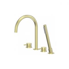 Смеситель Abber (Аббер) Wasser Kreis 316 AF8113BG на борт ванны, золото брашированное