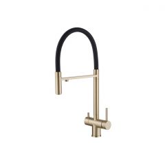 Смеситель Abber (Аббер) Wasser Kreis AF81141G для кухни с подключением фильтра и выдвижной лейкой, золото матовое