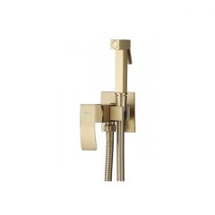 Смеситель Abber (Аббер) Wasserfall AF8625G с гигиеническим душем, золото матовое